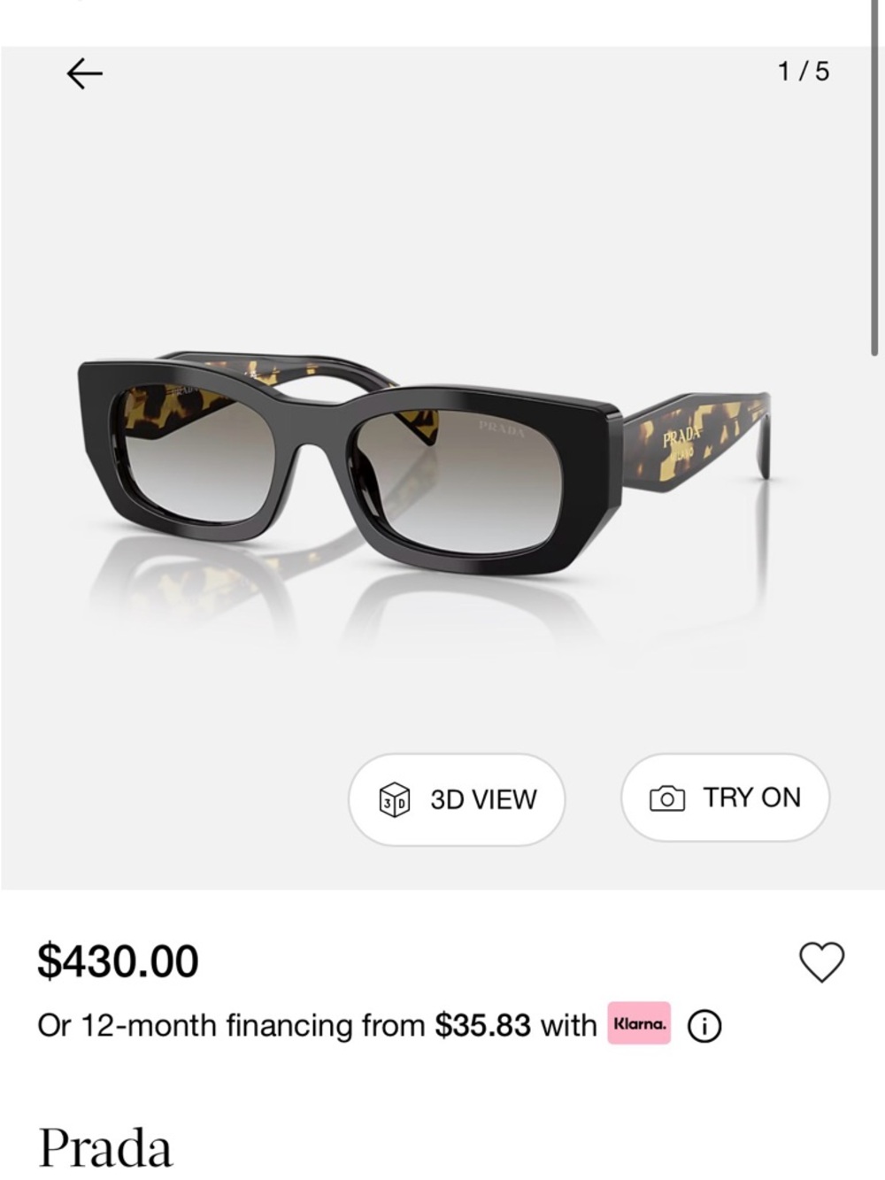 Prada Black Sunglasses with Tortoiseshell Temples